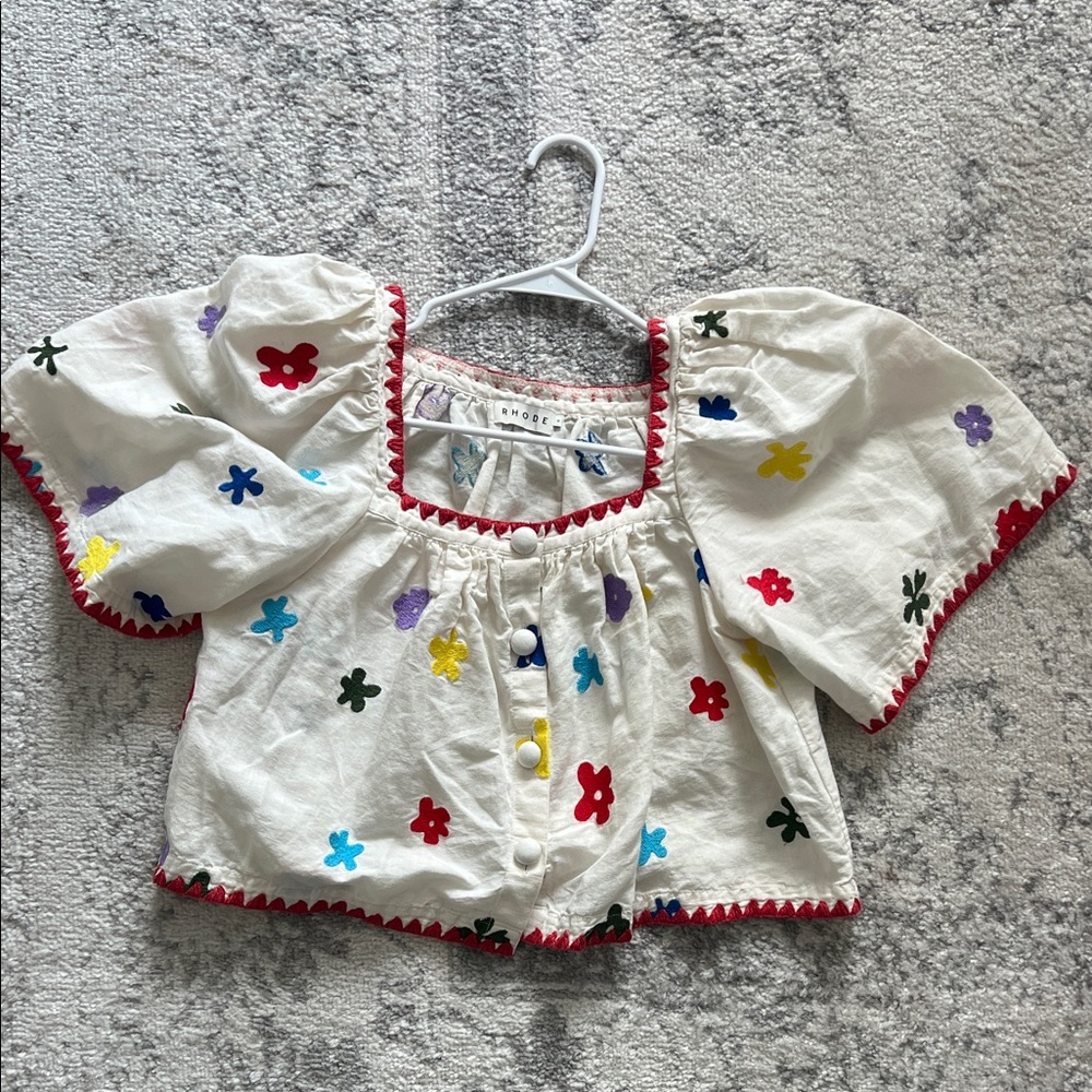 RHODE Gabriel Floral Embroidered Blouse